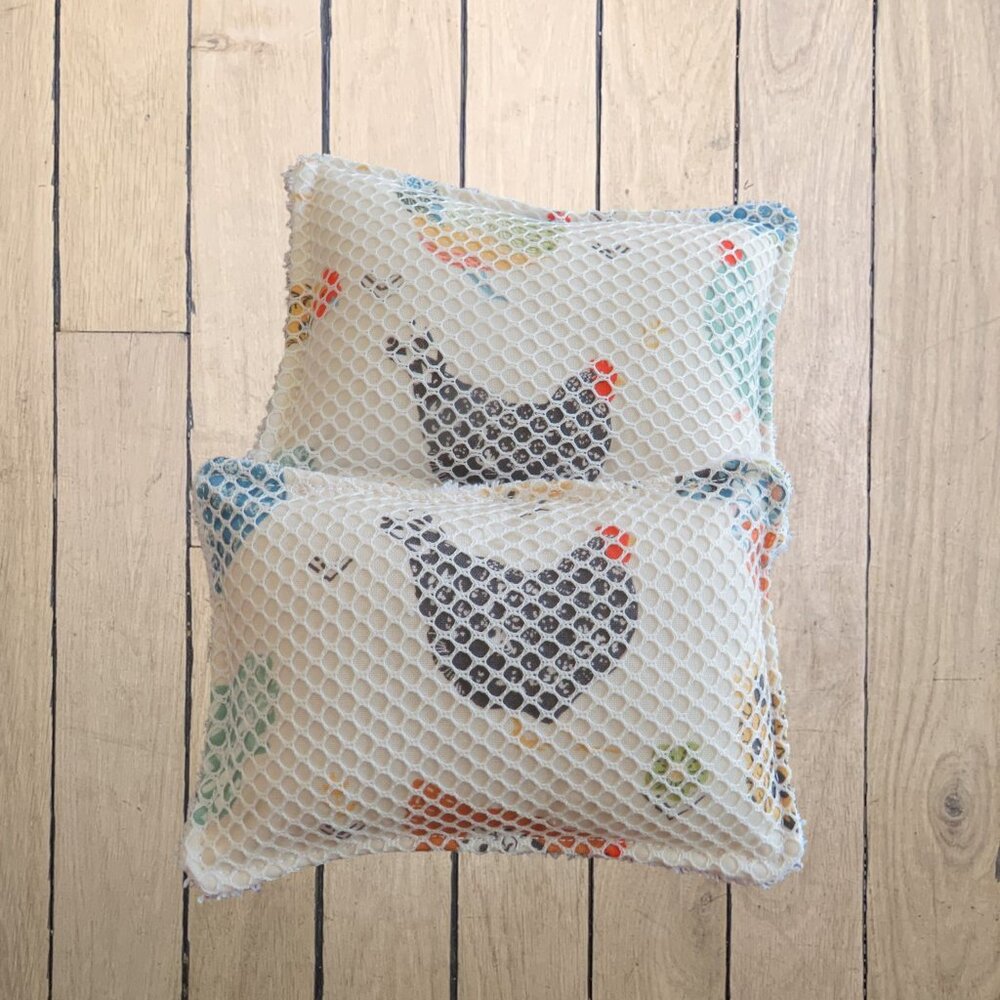 Reusable, Washable Sponge, Chicken Dish Scrubby, Set Of 2